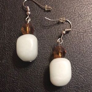 Light blue & Brown glass bead earrings